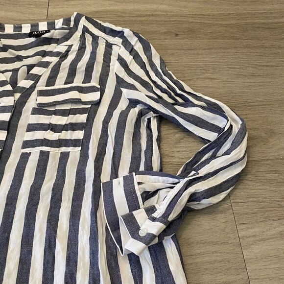 A.N.A striped casual button down with front pockets size Small Petite - Picture 2 of 7